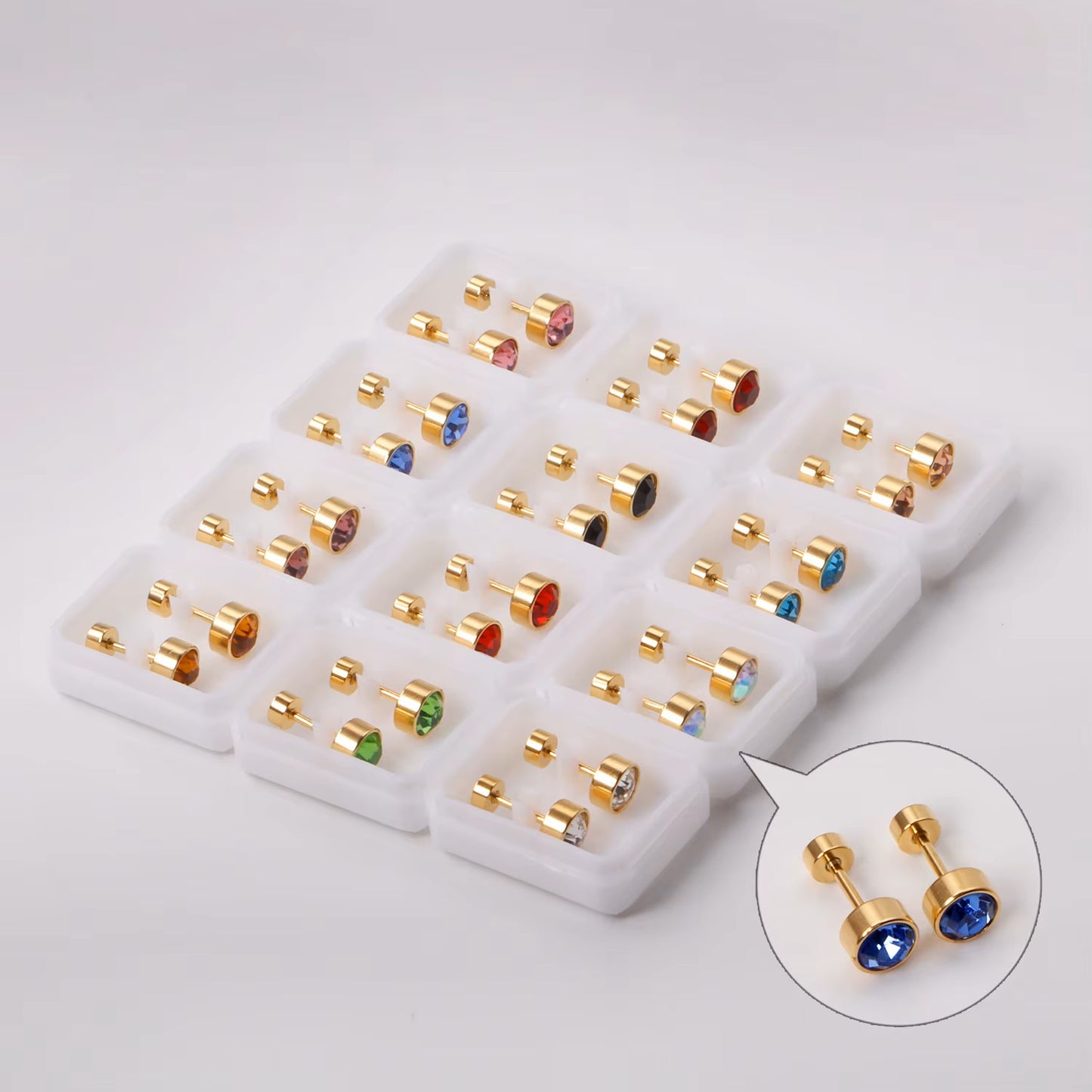 12 Pairs Surgical Stainless Steel Screw Back Earings