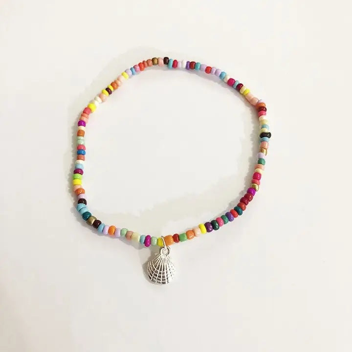 Boho Seashell Beaded Ankle Bracelet Anklet in Solid Copper