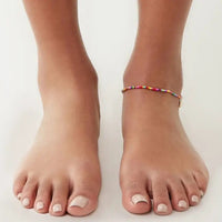 Boho Seashell Beaded Ankle Bracelet Anklet in Solid Copper