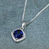 Exquisite Fashion Square Blue Zircon Pendant Necklace Women Clavicle Necklace Valentine's Day Gift