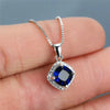 Exquisite Fashion Square Blue Zircon Pendant Necklace Women Clavicle Necklace Valentine's Day Gift