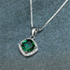 Exquisite Fashion Square Blue Zircon Pendant Necklace Women Clavicle Necklace Valentine's Day Gift