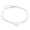 Layered Heart Anklet - Double Chain Heart Charm Anklet