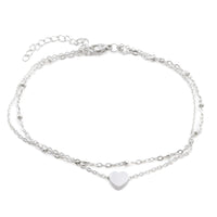 Layered Heart Anklet - Double Chain Heart Charm Anklet