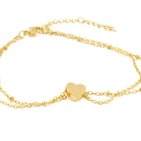 Layered Heart Anklet - Double Chain Heart Charm Anklet