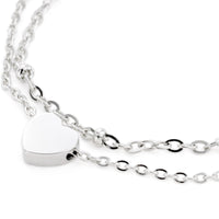 Layered Heart Anklet - Double Chain Heart Charm Anklet