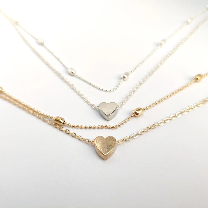 Layered Heart Anklet - Double Chain Heart Charm Anklet