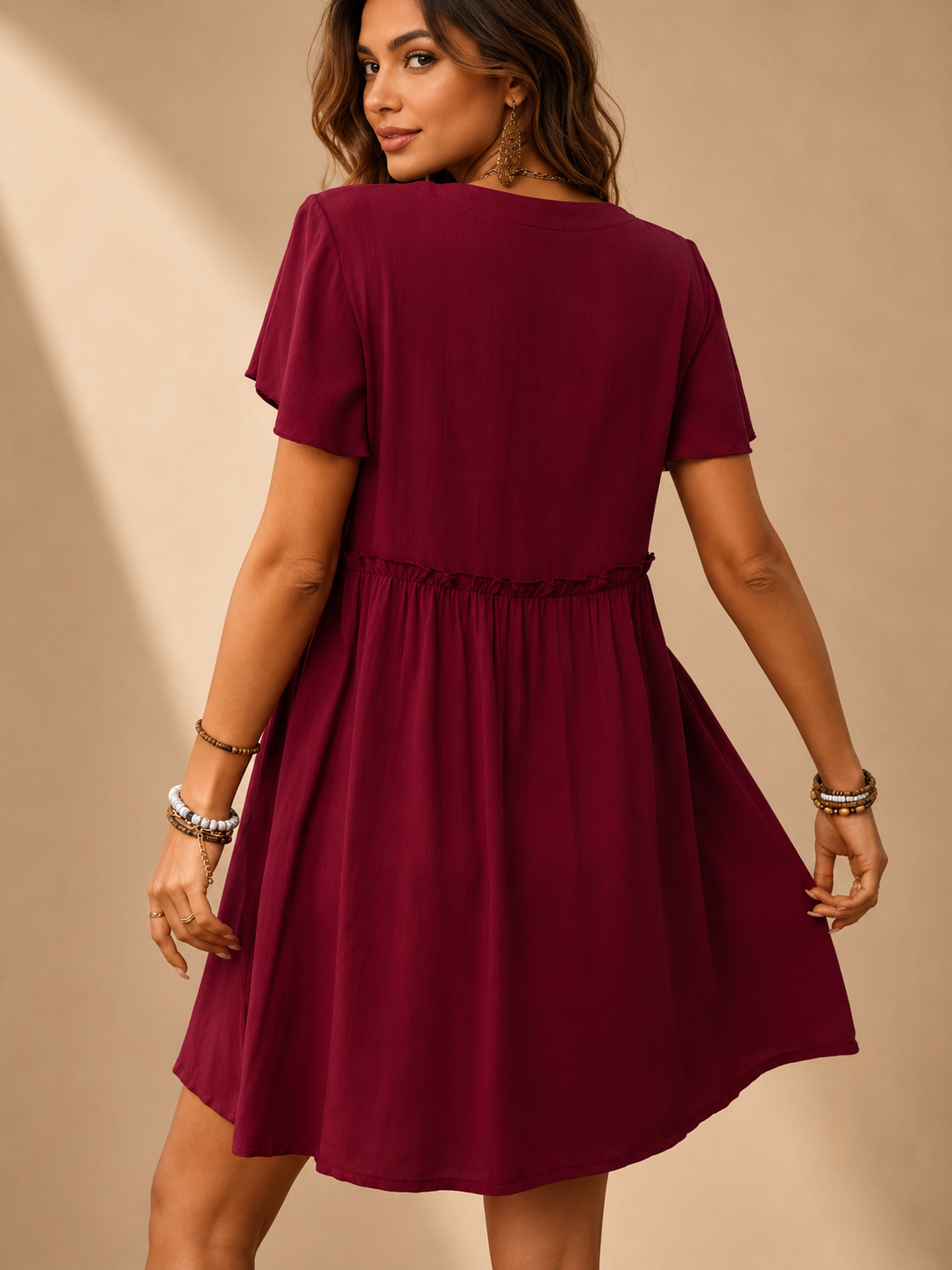 The Button Front Flutter Sleeve Dress
