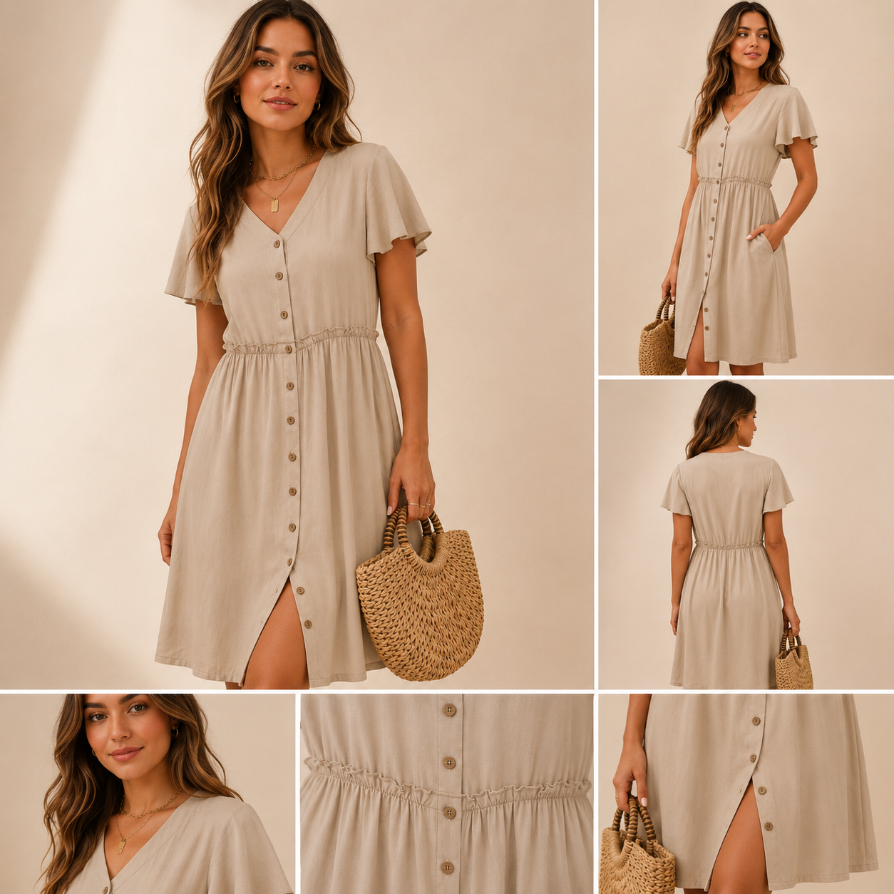The Button Front Flutter Sleeve Dress