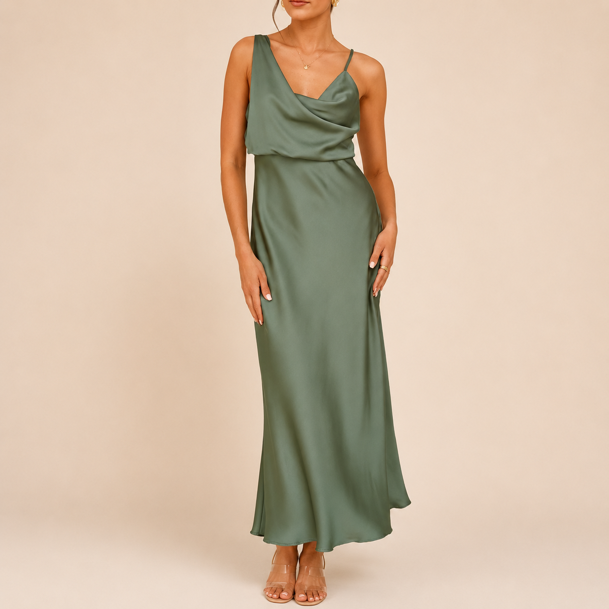 The Celeste Satin Midi Dress