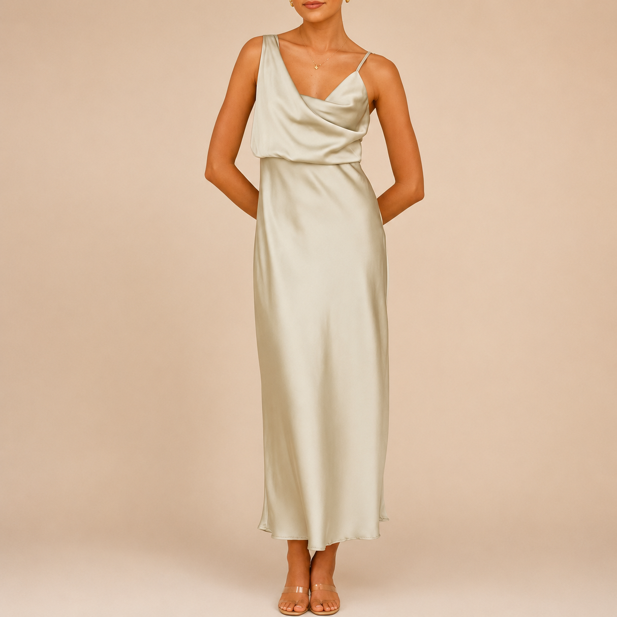 The Celeste Satin Midi Dress