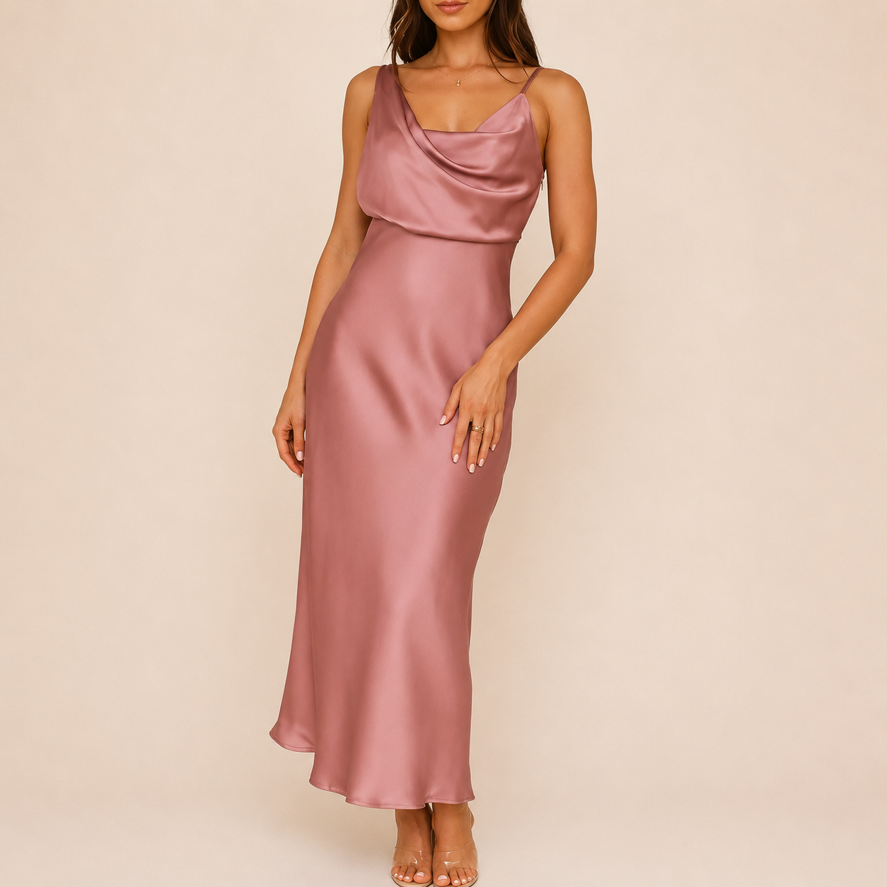 The Celeste Satin Midi Dress