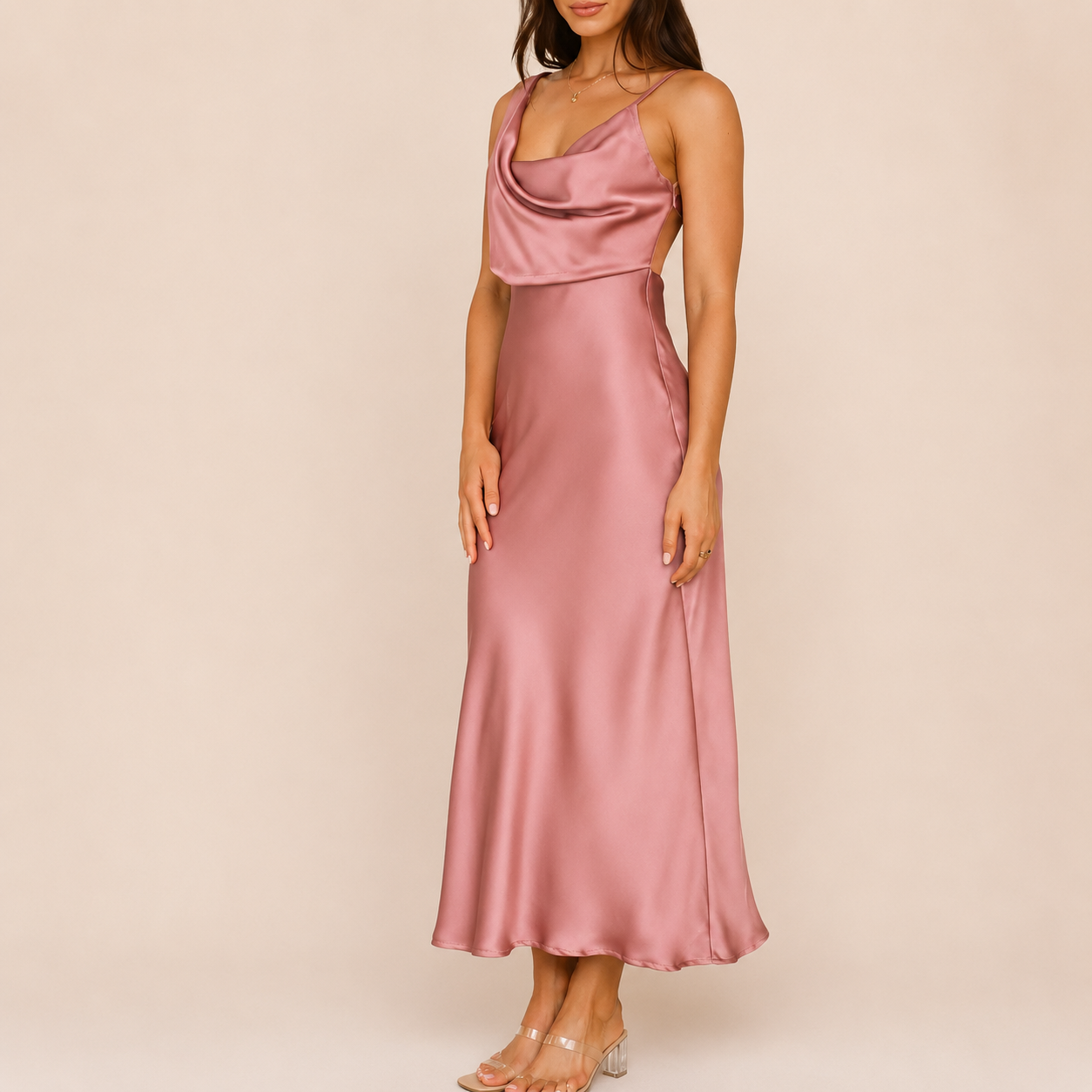 The Celeste Satin Midi Dress