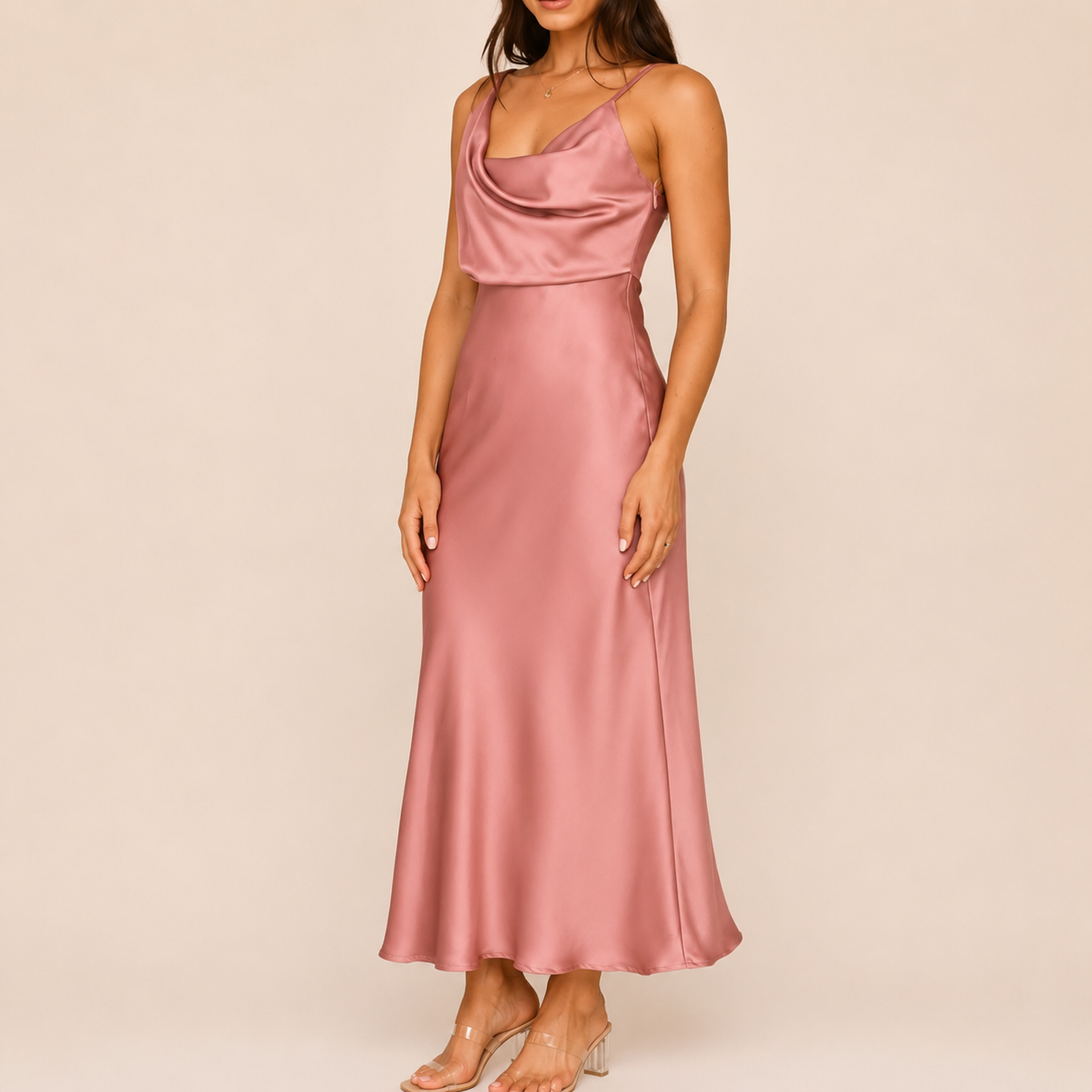 The Celeste Satin Midi Dress