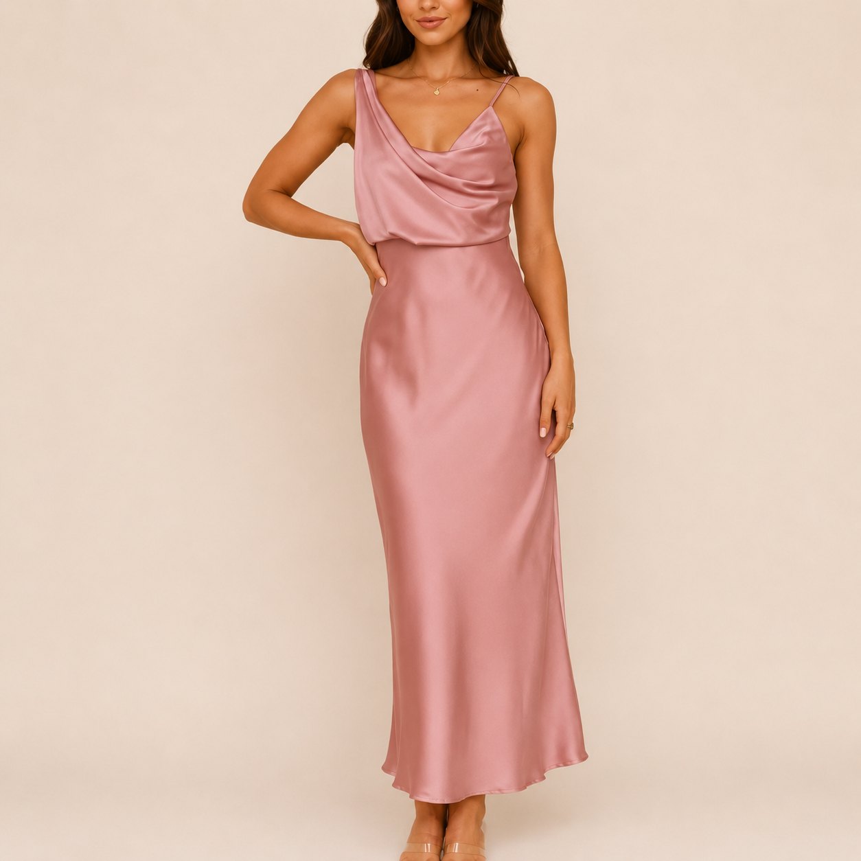 The Celeste Satin Midi Dress