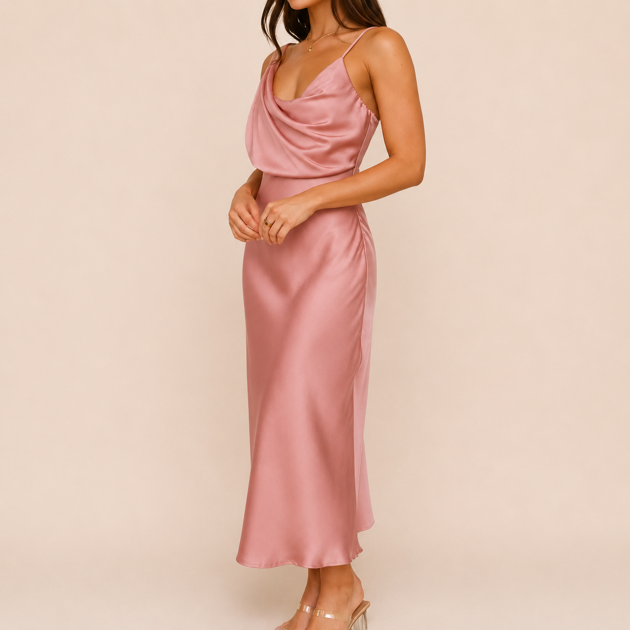 The Celeste Satin Midi Dress