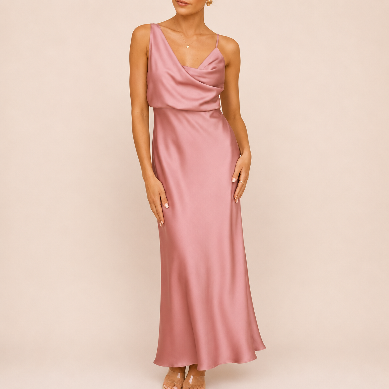 The Celeste Satin Midi Dress