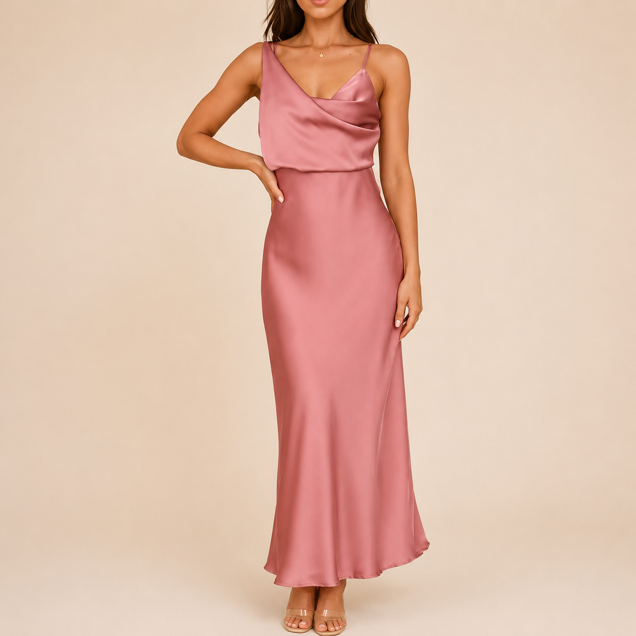 The Celeste Satin Midi Dress