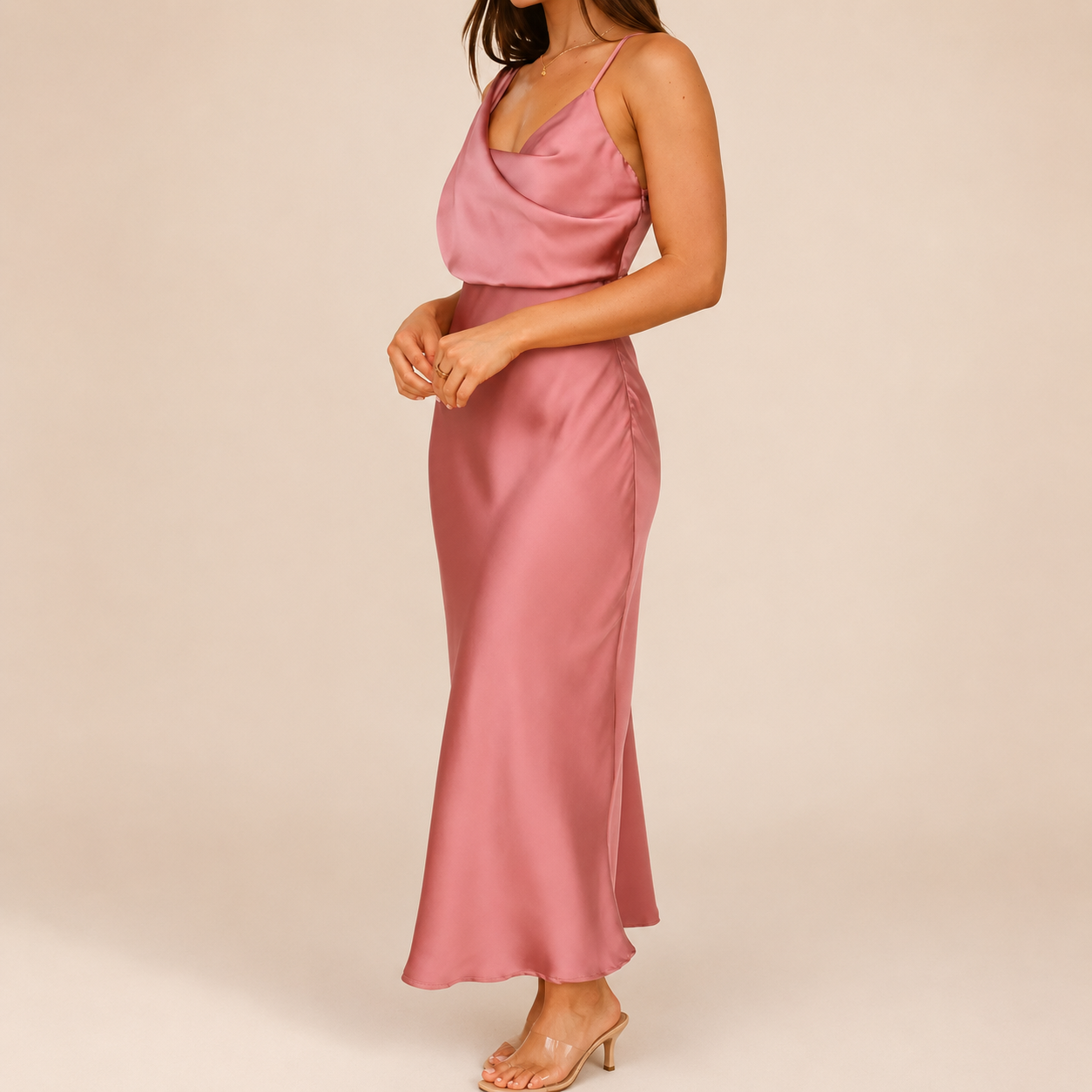 The Celeste Satin Midi Dress