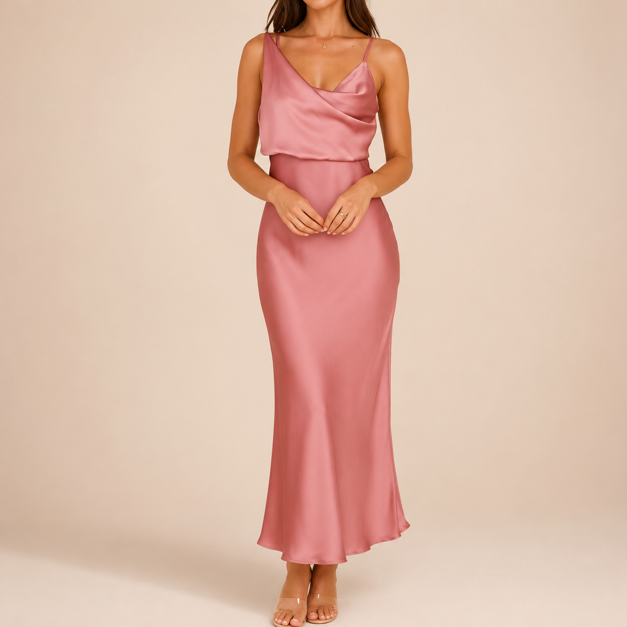 The Celeste Satin Midi Dress