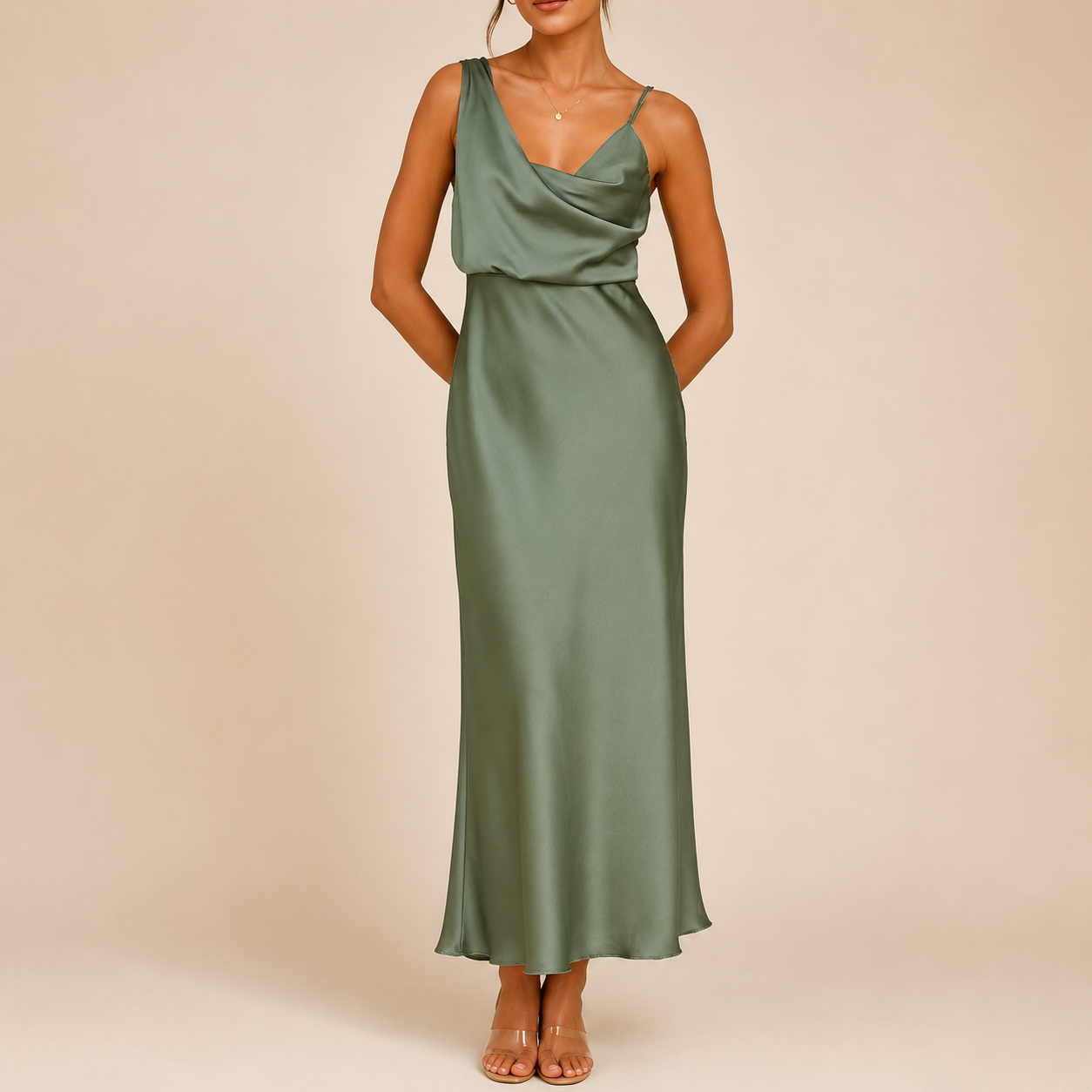 The Celeste Satin Midi Dress