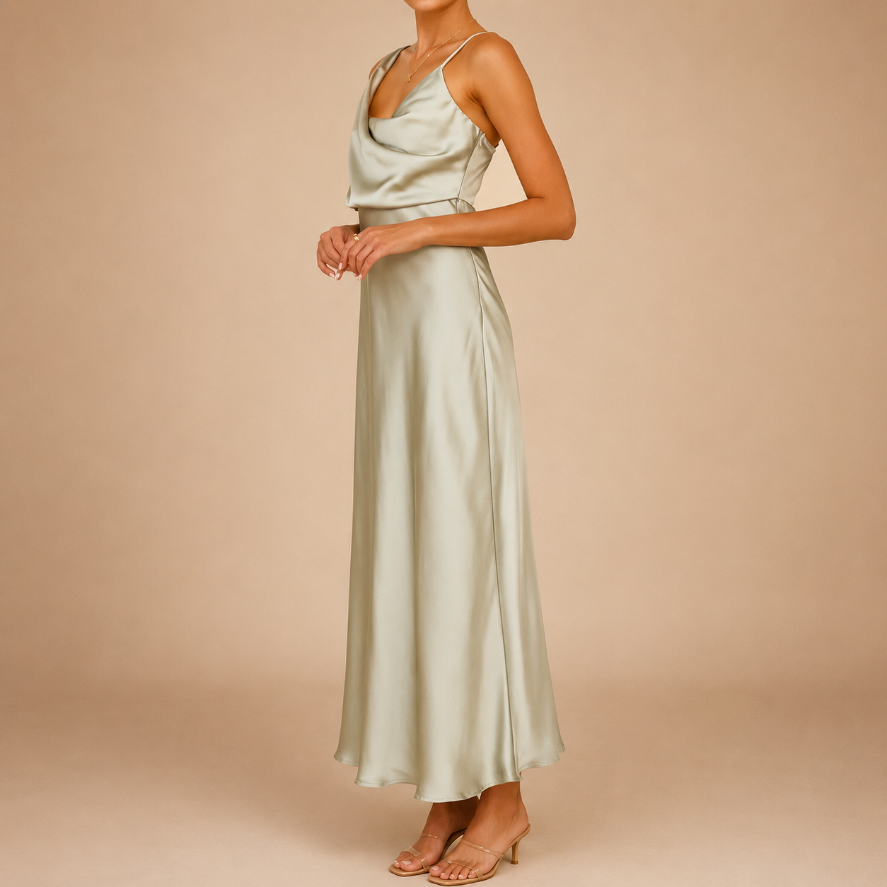 The Celeste Satin Midi Dress