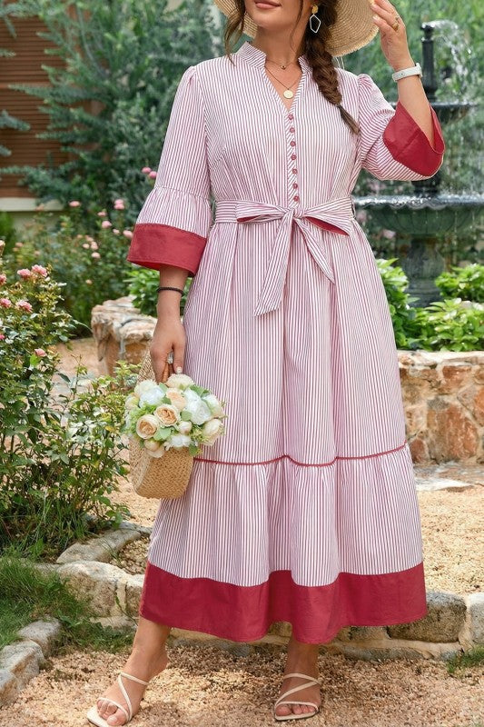 The Rose Stripe Midi Dress