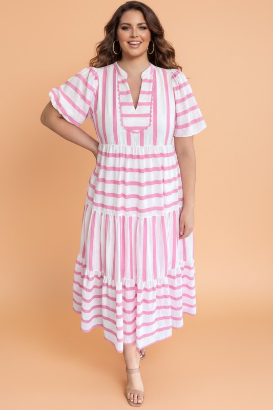 The Soft Stripe Midi Dress