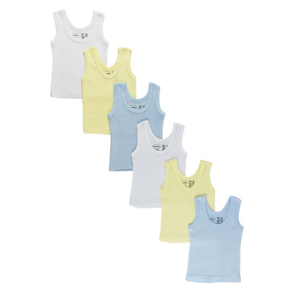 Bambini Boy's Rib Knit Pastel Sleeveless Tank Top Shirt 6-Pack