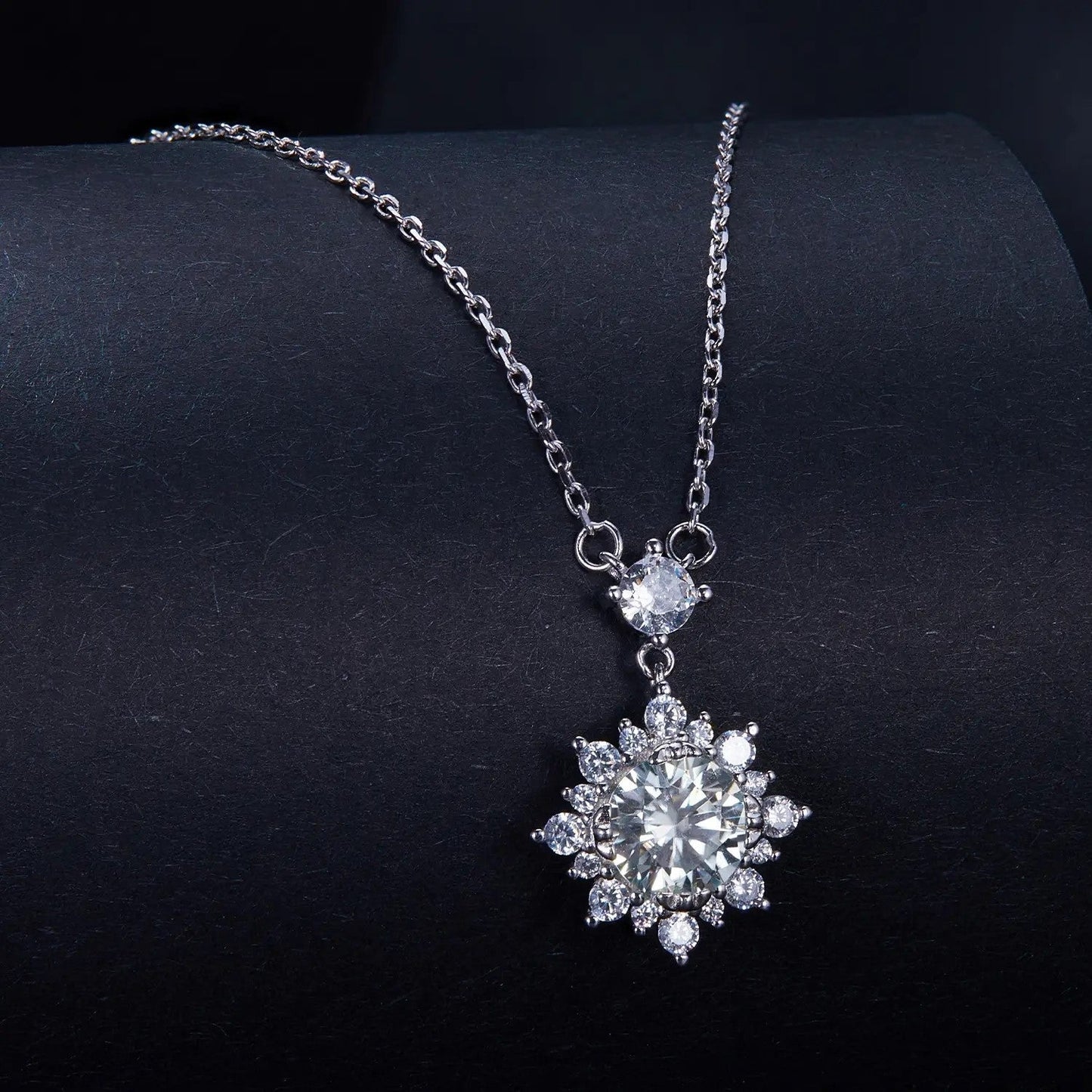 Iconic Platinum Diamond , 2CT Snowflake Necklace, 925 Sterling Silver with Rhodium plated NOURKANDI