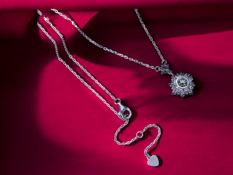 Iconic Platinum Diamond , 2CT Snowflake Necklace, 925 Sterling Silver with Rhodium plated NOURKANDI