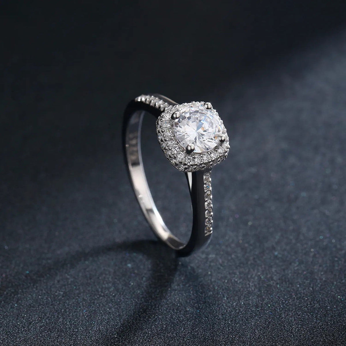 Genuine 925 sterling silver round clear cubic zirconia engagement ring on hand