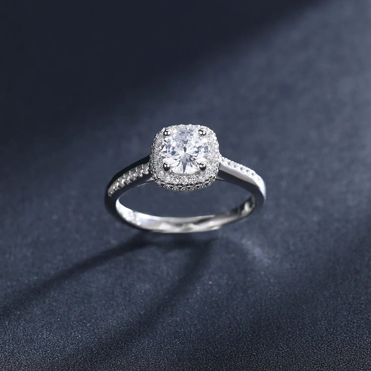 Genuine 925 sterling silver round clear cubic zirconia engagement ring on hand