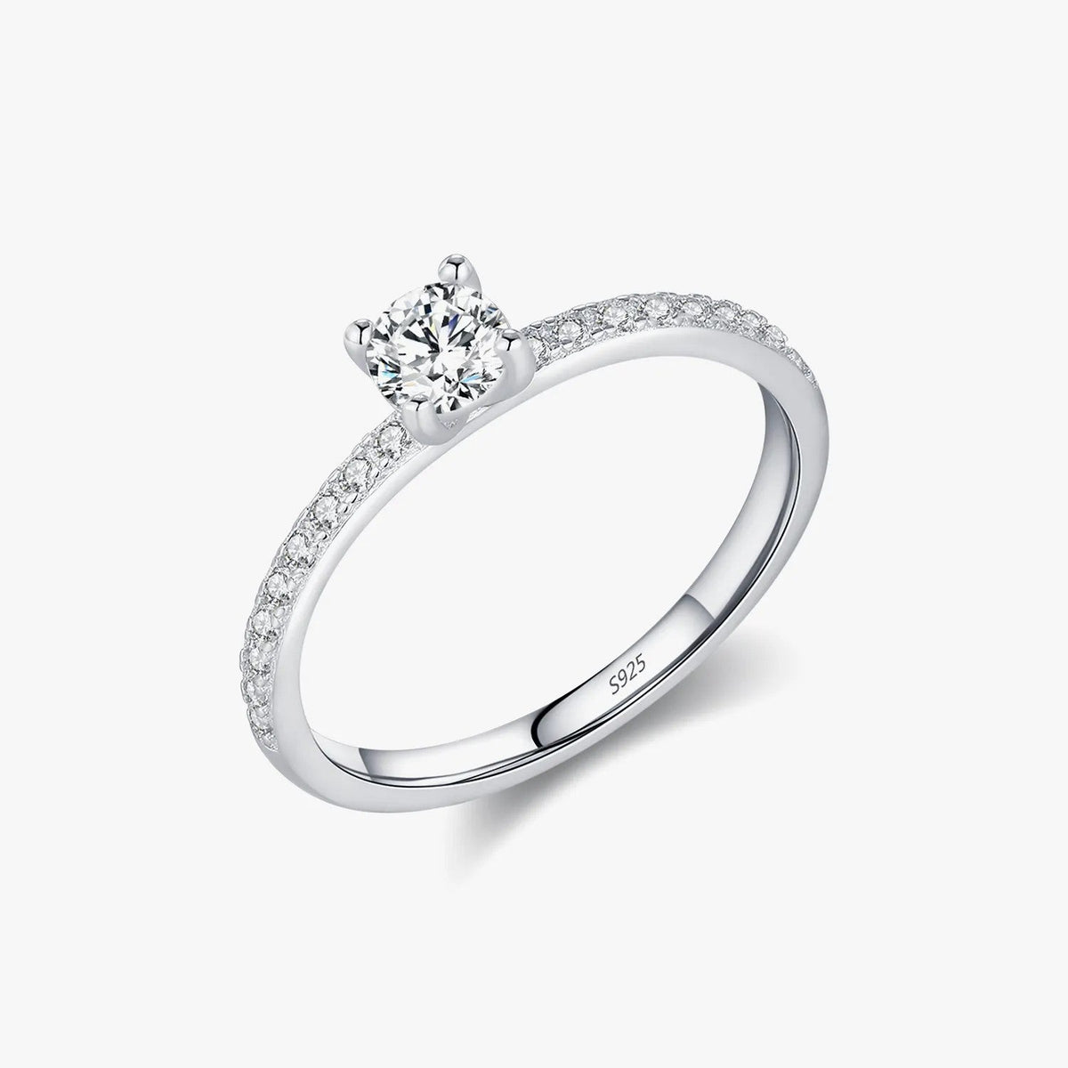 Promise Rings for Her, Wedding Ring, D Color Round Engagement Rings for Women, 925 Sterling Silver With Rhodium Plated NOURKANDI