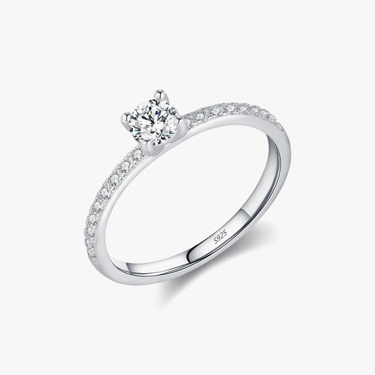 Promise Rings for Her, Wedding Ring, D Color Round Engagement Rings for Women, 925 Sterling Silver With Rhodium Plated NOURKANDI