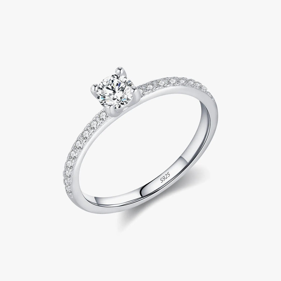 Promise Rings for Her, Wedding Ring, D Color Round Engagement Rings for Women, 925 Sterling Silver With Rhodium Plated NOURKANDI