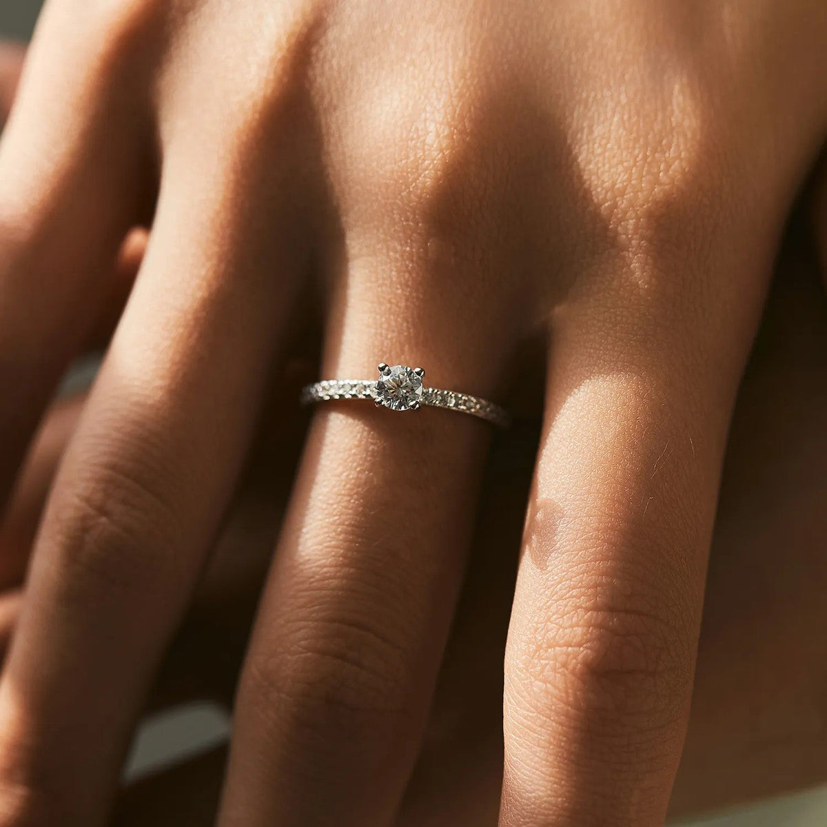 Promise Rings for Her, Wedding Ring, D Color Round Engagement Rings for Women, 925 Sterling Silver With Rhodium Plated NOURKANDI