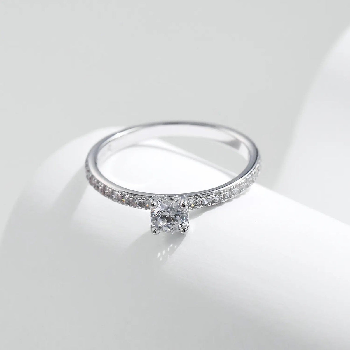 Promise Rings for Her, Wedding Ring, D Color Round Engagement Rings for Women, 925 Sterling Silver With Rhodium Plated NOURKANDI
