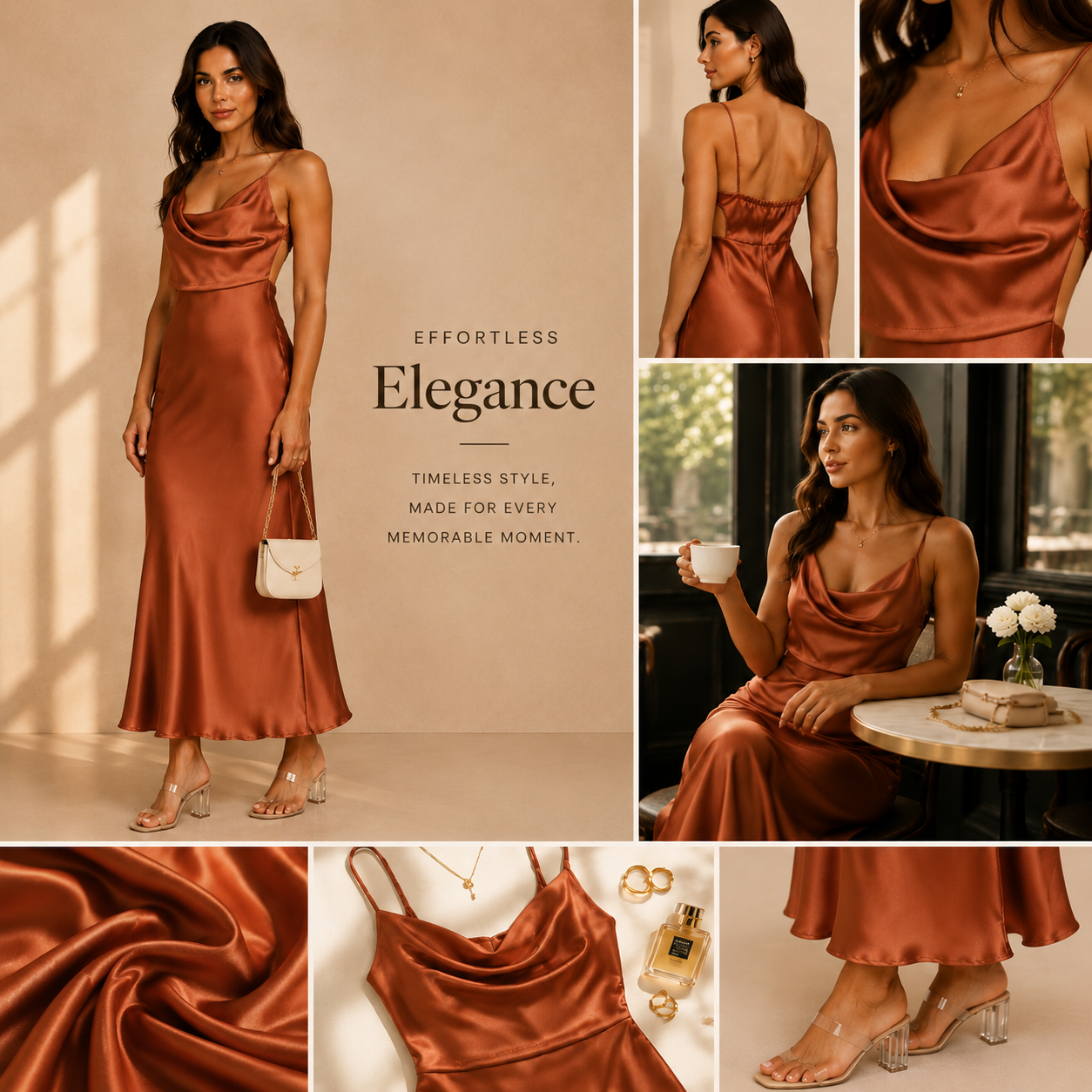 The Celeste Satin Midi Dress