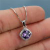 Exquisite Fashion Square Blue Zircon Pendant Necklace Women Clavicle Necklace Valentine's Day Gift