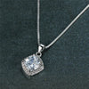 Exquisite Fashion Square Blue Zircon Pendant Necklace Women Clavicle Necklace Valentine's Day Gift